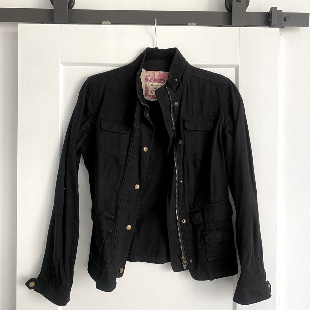 BLUENOTES Black Military Style Cotton Jacket